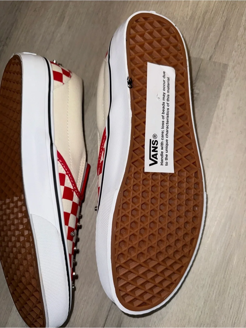 Vans Kids Slip-On — Red & White Checkerboard with Studs - Picture 4 of 4